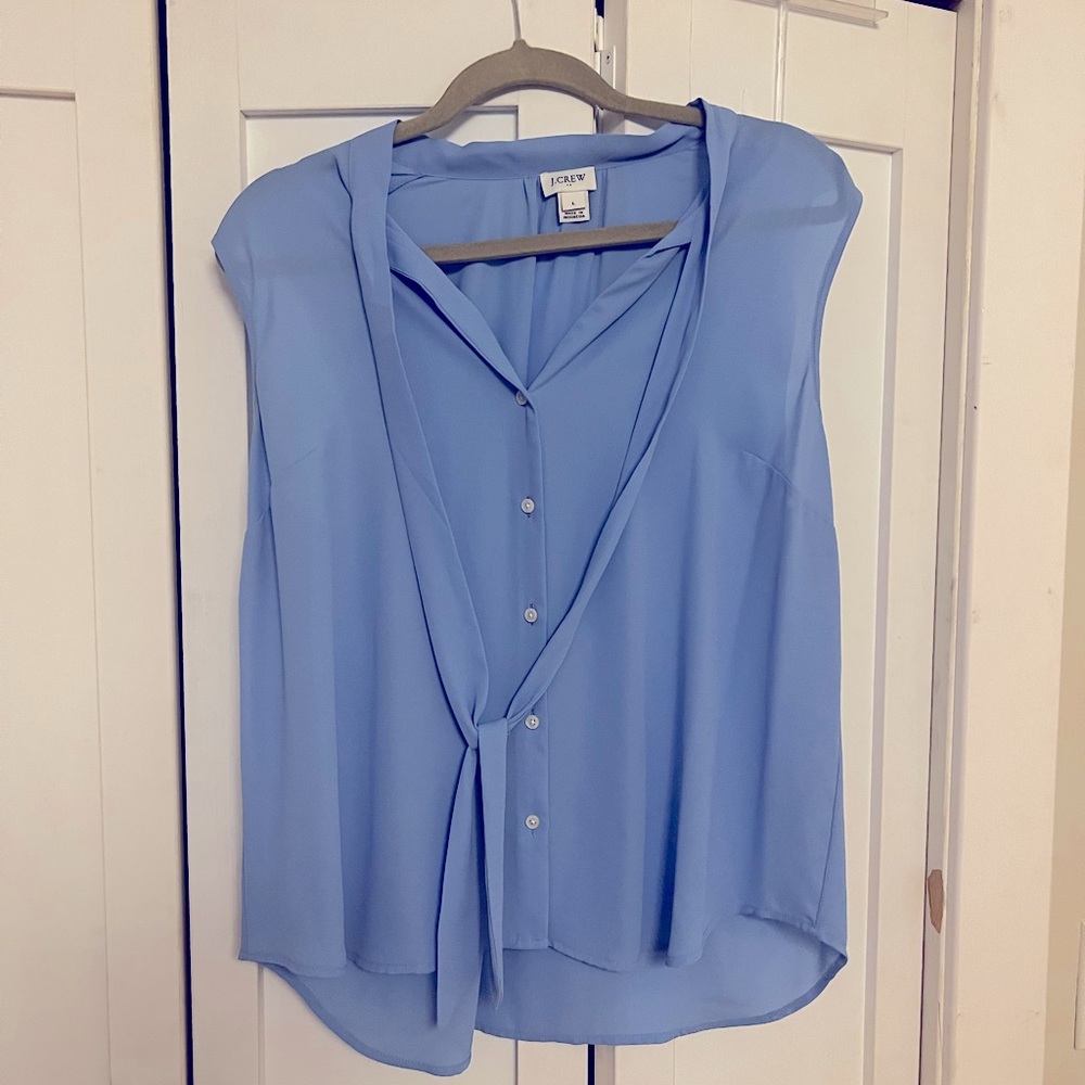 Jcrew factory blouse sleeveless large tie neck